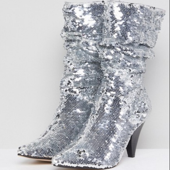 ASOS Shoes - Silver sequin ankle boots
